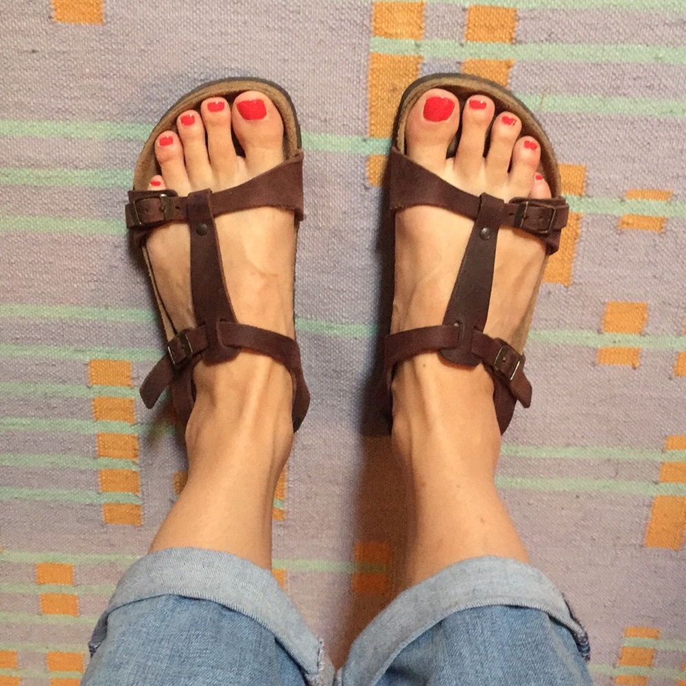 Brown Oiled Leather Birkenstocks, size 38 (US 8)